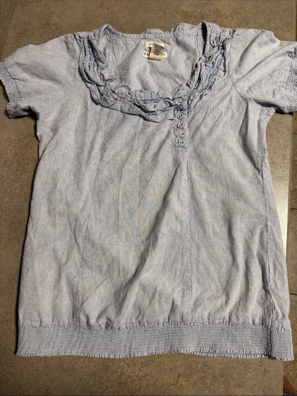 Ruff Hewn Light Blue Ruffled Scoop Neck Top